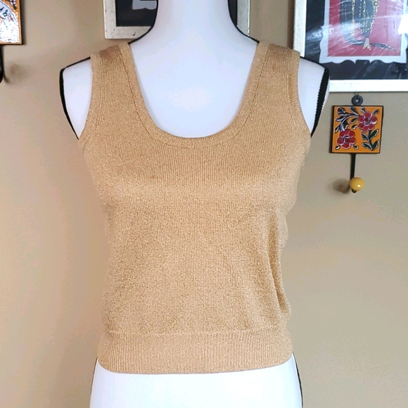 ST JOHN BASICS by Marie Gray gold knit top - Picture 1 of 9